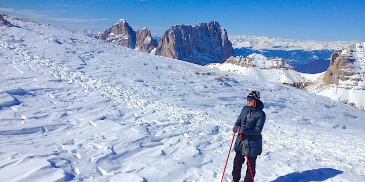 Il Sassolungo, Piz Selva e Piz Ciavazes dal Sas Pordoi, nei pressi del rifugio Maria (Balcone delle Dolomiti)